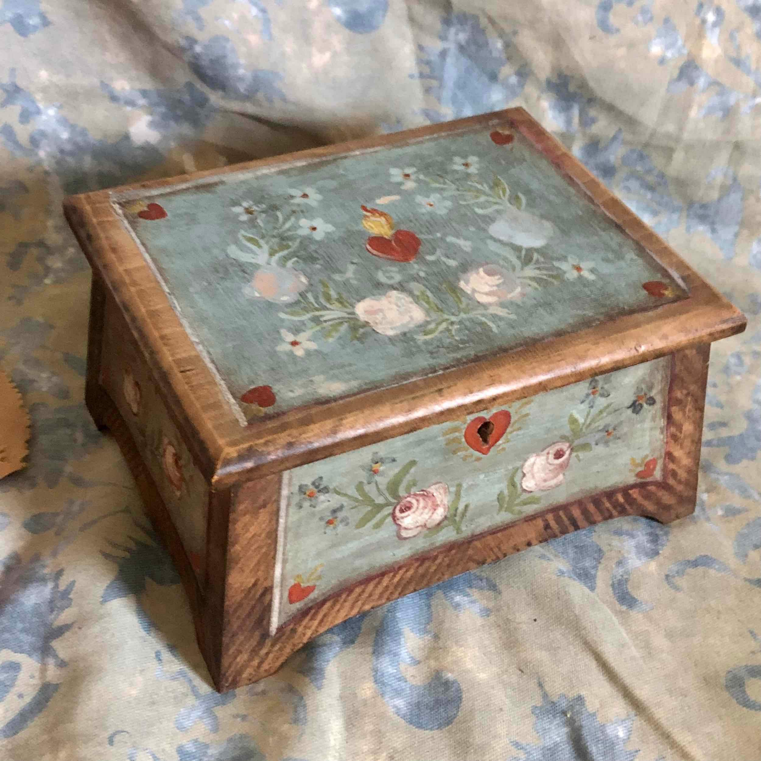 Antique Hand Painted Jewelry Box - Etsy