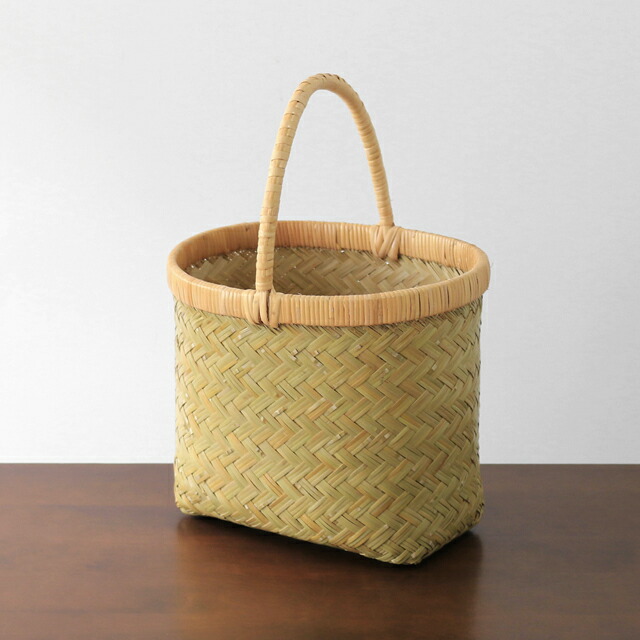 楽天市場】竹かごバッグ(一本手/楕円型/中サイズ/青竹/ふち・取手上質