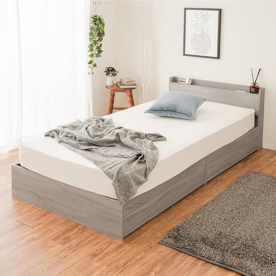 NEO CRASY 宮付き 収納 ベッド シングル (シングル, ナチュラル