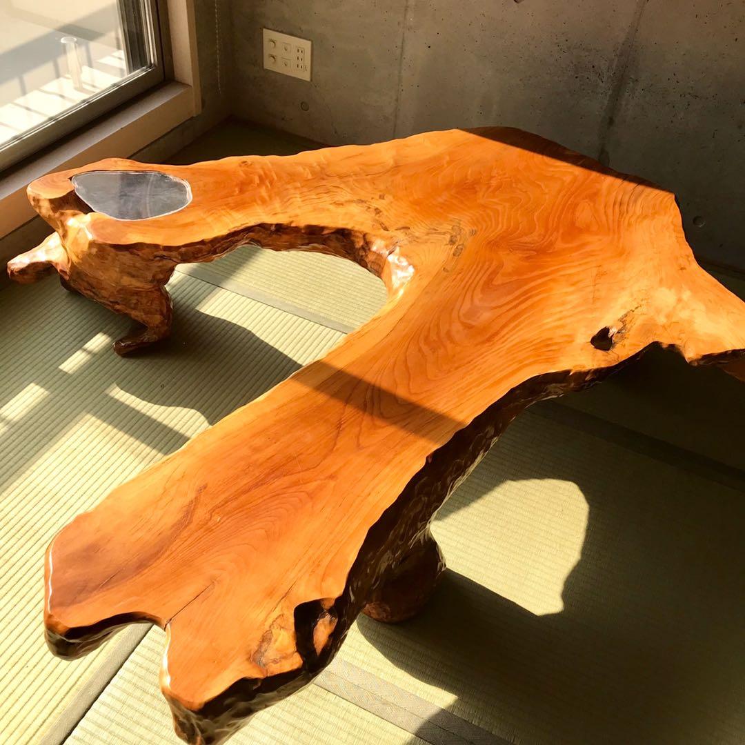 樹齢数百年 天然木切り出し 座卓 テーブル 軒先渡し】後藤家具物産 座卓テーブル オーク無垢材 幅1800×奥行850×高